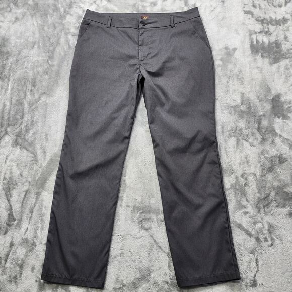 Lee Pants Womens 14 SHORT Gray Wrinkle Free Relaxed Fit Straight Leg Stretch - Picture 1 of 12